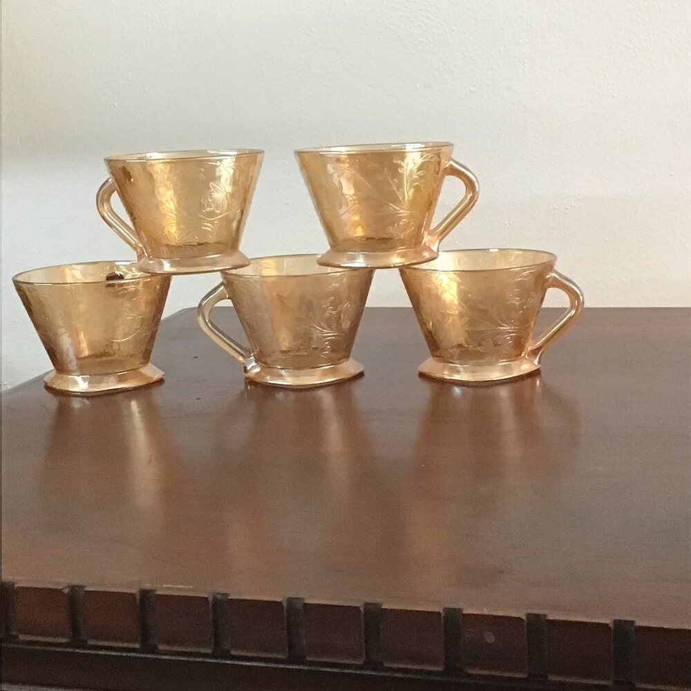 VINTAGE CARNIVAL AMBER TEACUPS